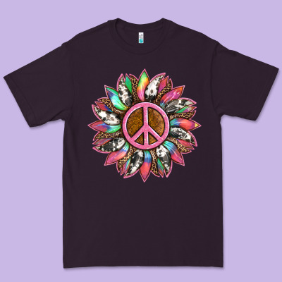 Sunflower And Tie Dye With Peace Sign Premium Tee Designed By Artiststas