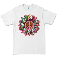 White sunflower and tie dye with peace sign Premium Tee - Artiststas