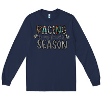 Navy Racing Is My Favorite Season Long Sleeve Tee - CowhideDigitalArt