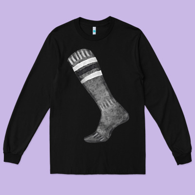 Black Sock Fa Element Long Sleeve Tee Designed By Fadigitalartstudio