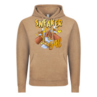 Vintage Coffee yellow sneaker girl afro woman Vintage Hoodie - RanaPortraitStore