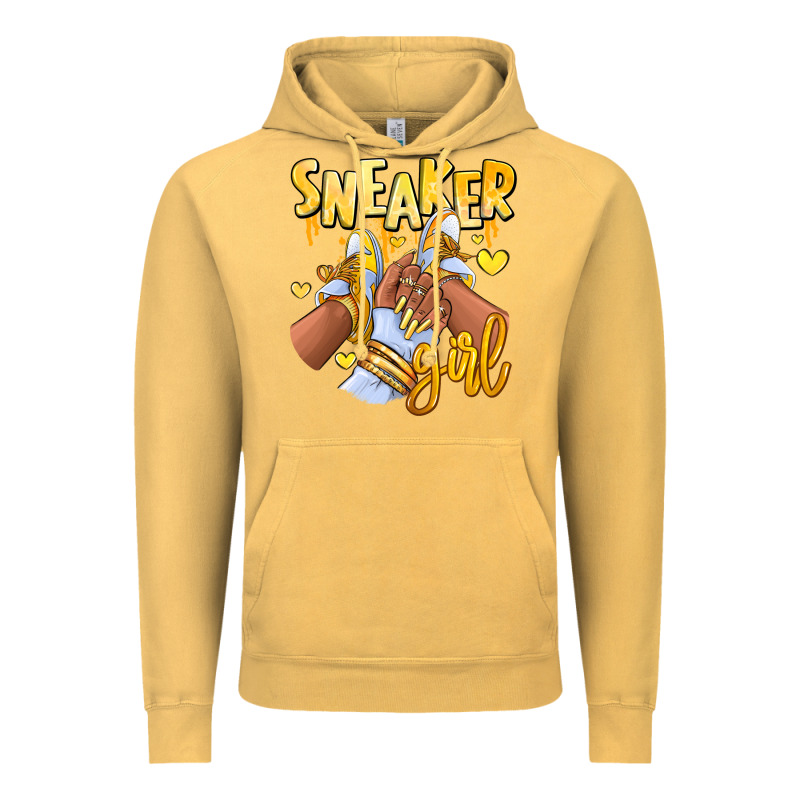 Yellow Sneaker Girl Afro Woman Vintage Hoodie by RanaPortraitStore | Teevron