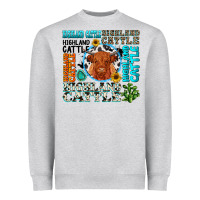 Heather Grey highland cattle Heavyweight Sweatshirt - texasbilliewilder