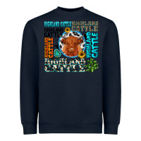 Navy highland cattle Heavyweight Sweatshirt - texasbilliewilder