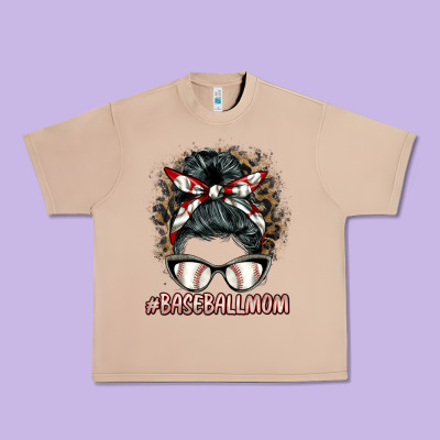 Baseballmom Messy Bun Urban Heavy Tee Designed By Barkaloodesign
