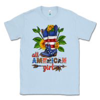 Dusty Blue all american girl cowboy boot with sunflower Classic Tee - HRA Design Shop