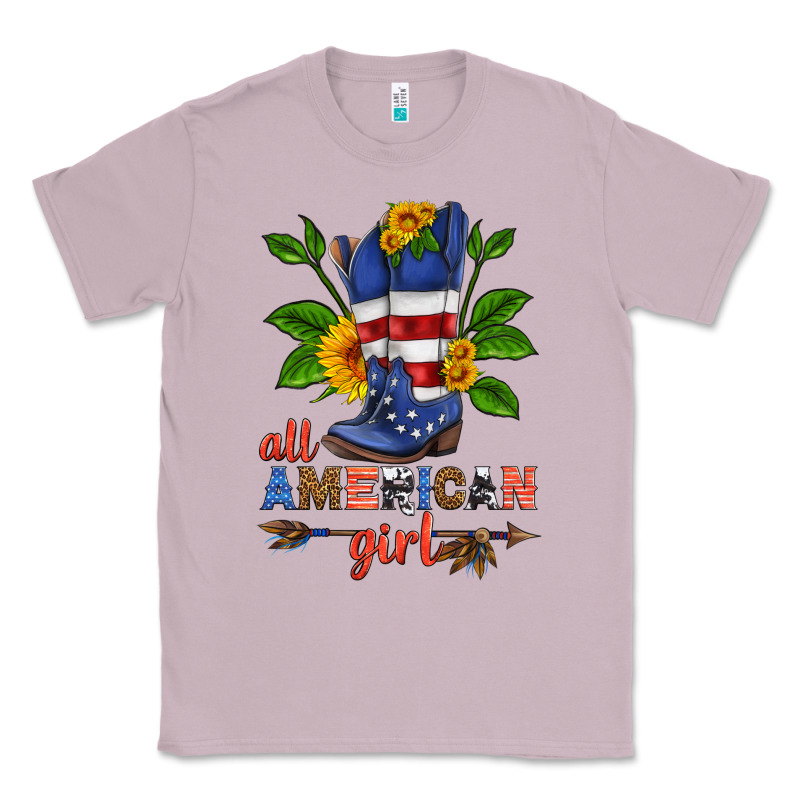All American Girl Cowboy Boot With Sunflower Classic Tee by HRA Design Shop | Teevron