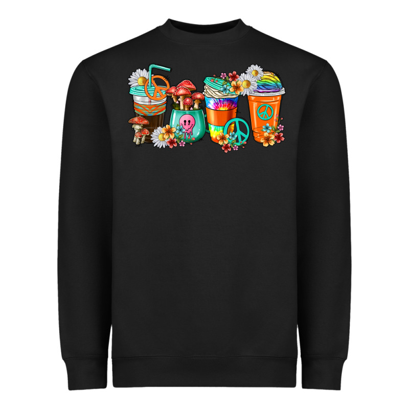 Hippie Coffee Cups Heavyweight Sweatshirt by texasbilliewilder | Teevron