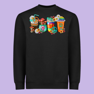Hippie Coffee Cups Heavyweight Sweatshirt Designed By Texasbilliewilder