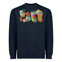 Navy hippie coffee cups Heavyweight Sweatshirt - texasbilliewilder
