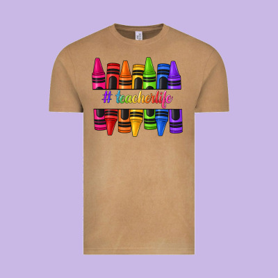 Vintage Tee teacher life crayons
