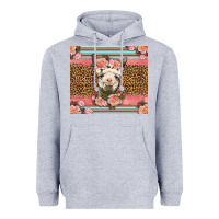 Heather Grey llama and roses glitter Heavyweight Hoodie - LillyAllenDesigns