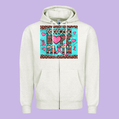 Strength Hope Faith Zipper Hoodie Designed By Jahusdesignshop