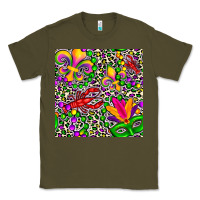 Army Green mardi gras crawfish leopard  seamless pattern Classic Tee - FaDigitalArtStudio