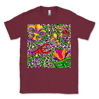 Burgundy mardi gras crawfish leopard  seamless pattern Classic Tee - FaDigitalArtStudio