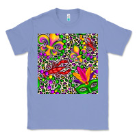 Colony Blue mardi gras crawfish leopard  seamless pattern Classic Tee - FaDigitalArtStudio