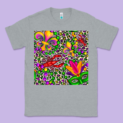 Mardi Gras Crawfish Leopard  Seamless Pattern Classic Tee Designed By Fadigitalartstudio