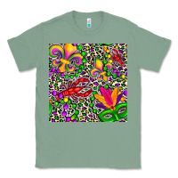 Sage mardi gras crawfish leopard  seamless pattern Classic Tee - FaDigitalArtStudio