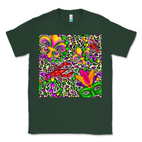 Sports Green mardi gras crawfish leopard  seamless pattern Classic Tee - FaDigitalArtStudio