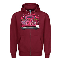 Burgundy breast cancer farm truck Zipper Hoodie - Artiststas