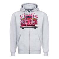 Heather Grey breast cancer farm truck Zipper Hoodie - Artiststas