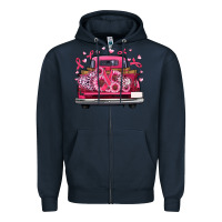Navy breast cancer farm truck Zipper Hoodie - Artiststas
