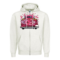 Oatmeal Heather breast cancer farm truck Zipper Hoodie - Artiststas