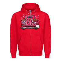 Red breast cancer farm truck Zipper Hoodie - Artiststas