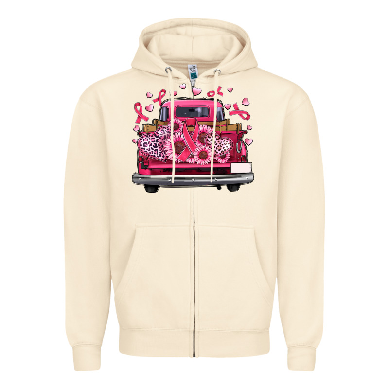Breast Cancer Farm Truck Zipper Hoodie by Artiststas | Teevron