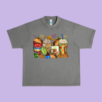 Tacos Coffee Cups Urban Heavy Tee Designed By Zillion Design Studio
