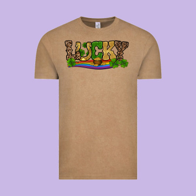 Vintage Tee st patricks shamrock gold with rainbow