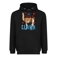 Black All American Llama Heavyweight Hoodie - LillyAllenDesigns