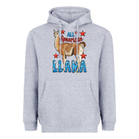 Heather Grey All American Llama Heavyweight Hoodie - LillyAllenDesigns