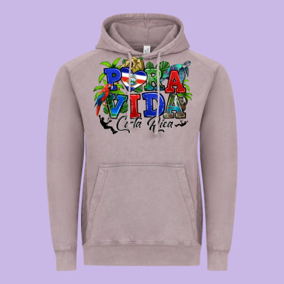 Vintage Hoodie pura vida costa rica rana