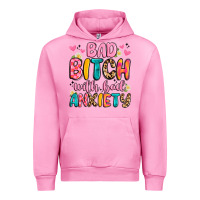 Fuchsia Pink bad bitch with bad anxiety Urban Hoodie - Artiststas