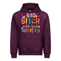 Mauve Wine bad bitch with bad anxiety Urban Hoodie - Artiststas