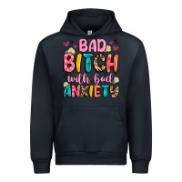 Navy bad bitch with bad anxiety Urban Hoodie - Artiststas