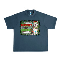 Midnight Navy merry and bright husky farm  background Urban Heavy Tee - RanaPortraitStore