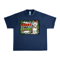 Navy merry and bright husky farm  background Urban Heavy Tee - RanaPortraitStore