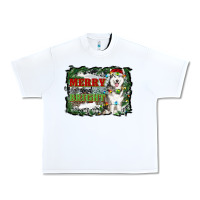 White merry and bright husky farm  background Urban Heavy Tee - RanaPortraitStore