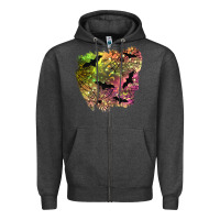 Charcoal Heather bat halloween patch Zipper Hoodie - BundleAndBundleShop