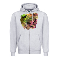 Heather Grey bat halloween patch Zipper Hoodie - BundleAndBundleShop