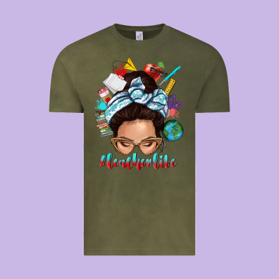 Vintage Tee teacher life messy bun