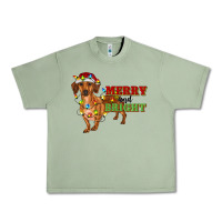 Oil Green merry and bright dachshund Urban Heavy Tee - RanaPortraitStore