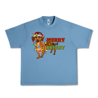 Pebble Blue merry and bright dachshund Urban Heavy Tee - RanaPortraitStore