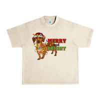 Sandshell merry and bright dachshund Urban Heavy Tee - RanaPortraitStore