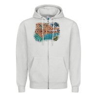 Dove Grey Leopard Wood Cowhide Pattern Mixed Western Frame Zipper Hoodie - Bettercallsaul