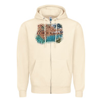Sandshell Leopard Wood Cowhide Pattern Mixed Western Frame Zipper Hoodie - Bettercallsaul
