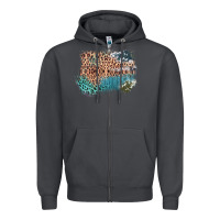 Smoke Leopard Wood Cowhide Pattern Mixed Western Frame Zipper Hoodie - Bettercallsaul