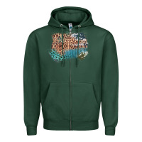Sports Green Leopard Wood Cowhide Pattern Mixed Western Frame Zipper Hoodie - Bettercallsaul